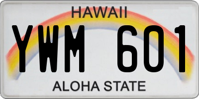 HI license plate YWM601