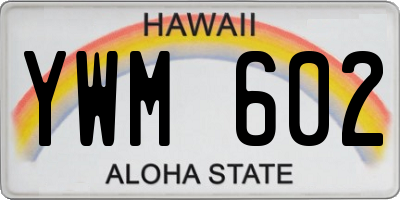 HI license plate YWM602