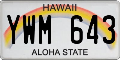 HI license plate YWM643
