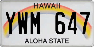HI license plate YWM647