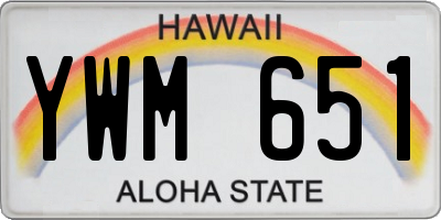 HI license plate YWM651