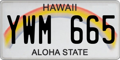 HI license plate YWM665