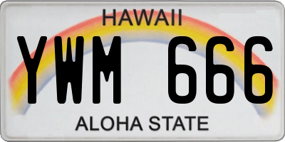 HI license plate YWM666
