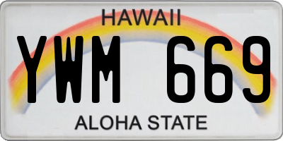 HI license plate YWM669