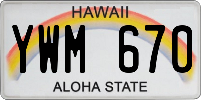 HI license plate YWM670