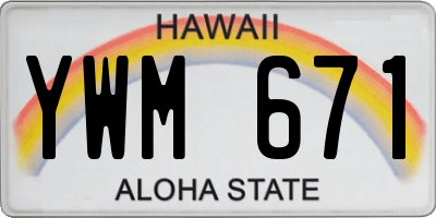 HI license plate YWM671