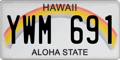 HI license plate YWM691