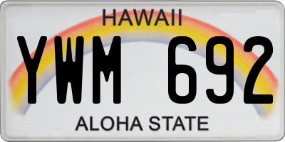 HI license plate YWM692