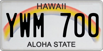 HI license plate YWM700
