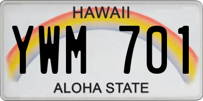 HI license plate YWM701