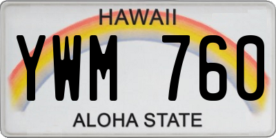HI license plate YWM760