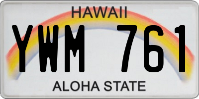 HI license plate YWM761