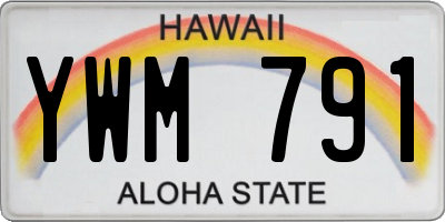 HI license plate YWM791