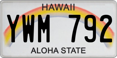 HI license plate YWM792