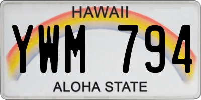 HI license plate YWM794