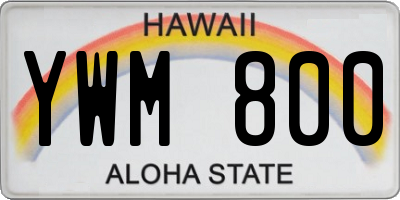 HI license plate YWM800