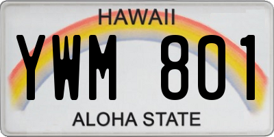 HI license plate YWM801