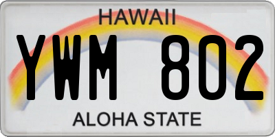 HI license plate YWM802