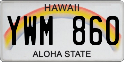 HI license plate YWM860