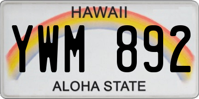 HI license plate YWM892