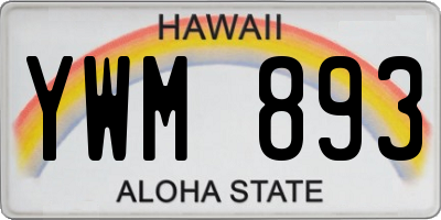 HI license plate YWM893