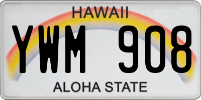 HI license plate YWM908