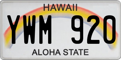 HI license plate YWM920