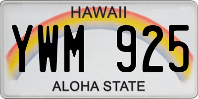 HI license plate YWM925