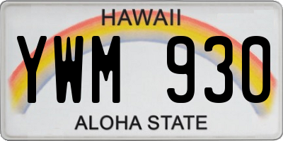 HI license plate YWM930