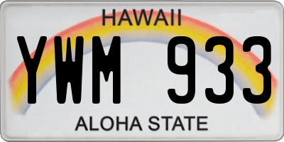 HI license plate YWM933