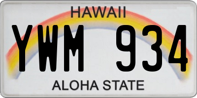 HI license plate YWM934