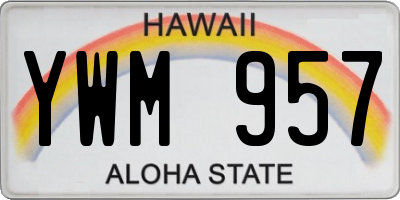 HI license plate YWM957