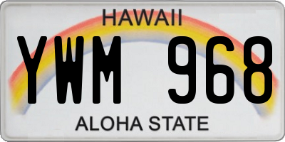 HI license plate YWM968