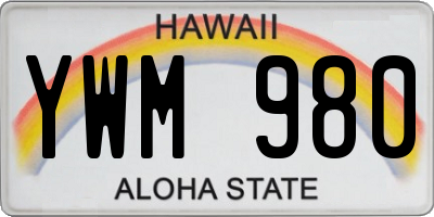 HI license plate YWM980
