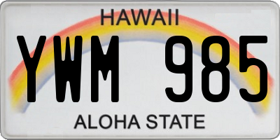 HI license plate YWM985