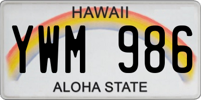HI license plate YWM986