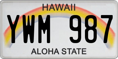 HI license plate YWM987