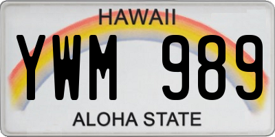 HI license plate YWM989
