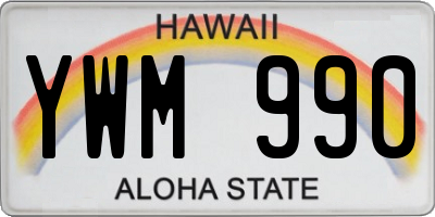 HI license plate YWM990