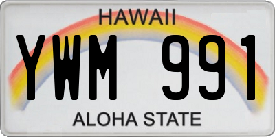 HI license plate YWM991
