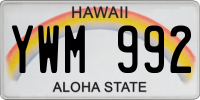 HI license plate YWM992
