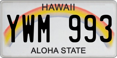 HI license plate YWM993