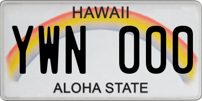HI license plate YWN000