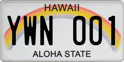 HI license plate YWN001