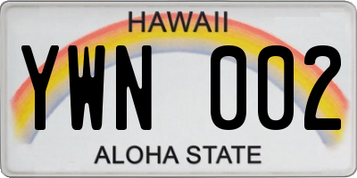HI license plate YWN002