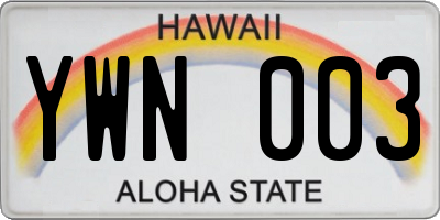 HI license plate YWN003