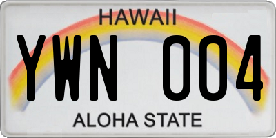 HI license plate YWN004