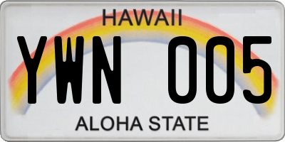 HI license plate YWN005