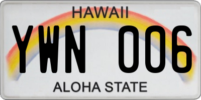 HI license plate YWN006