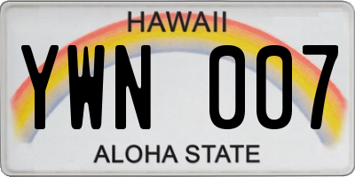 HI license plate YWN007
